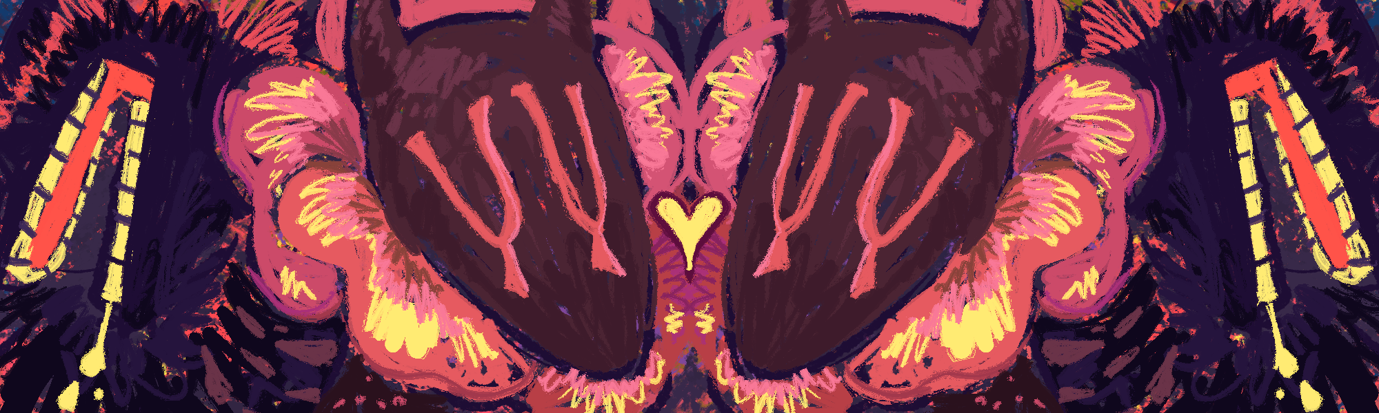 Mirrored banner art of a rose dragon.