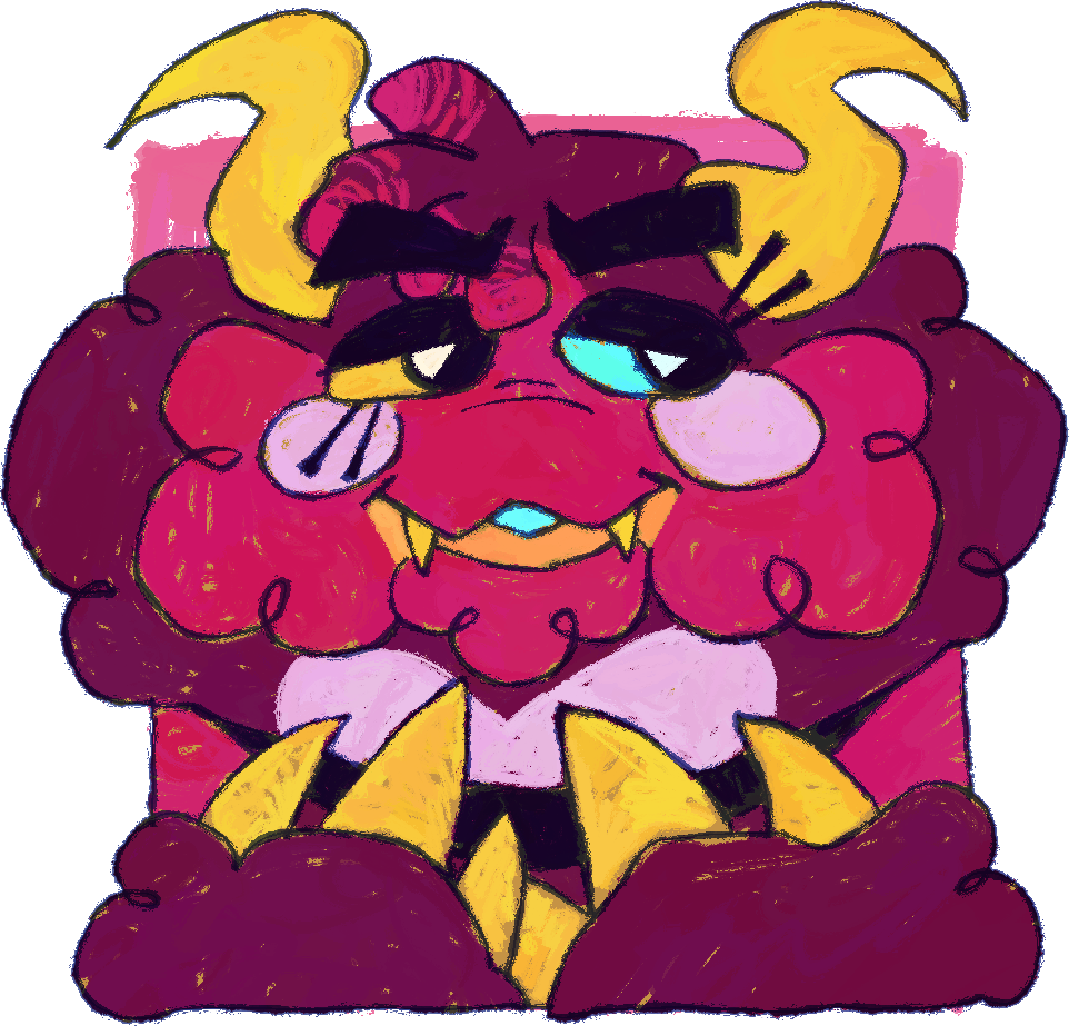 Drawing of Combers, a pink chicken-like creature.