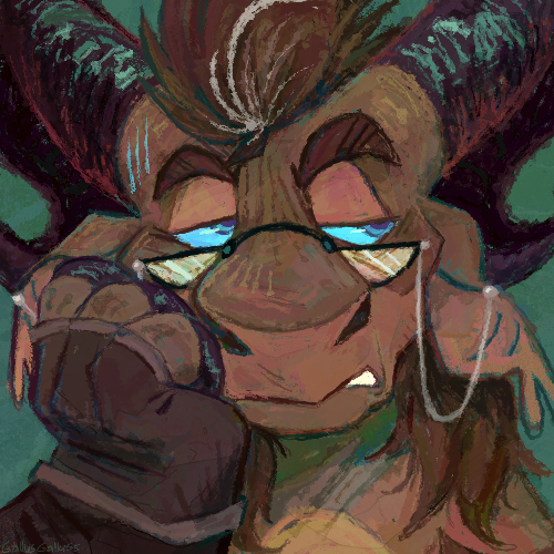 Icon of an annoyed dragon character.
